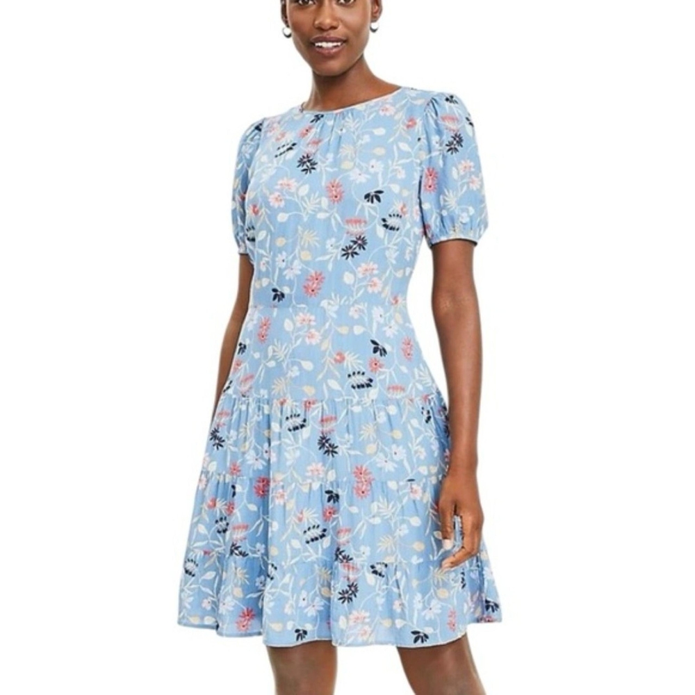 NWT Loft Summer Floral Blue Dress
